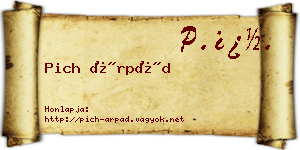 Pich Árpád névjegykártya
