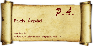 Pich Árpád névjegykártya